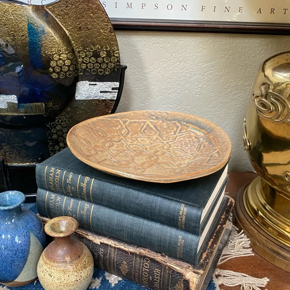 Geometric Honeycomb Handcrafted Pottery Dish
